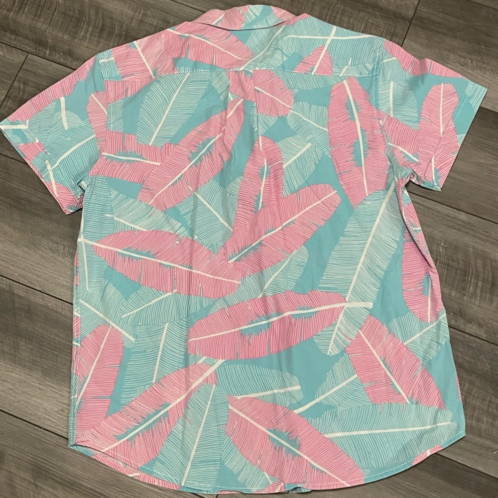 Men's Tropical Pink and Blue Button up Shirt Size Large - Picture 2 of 6